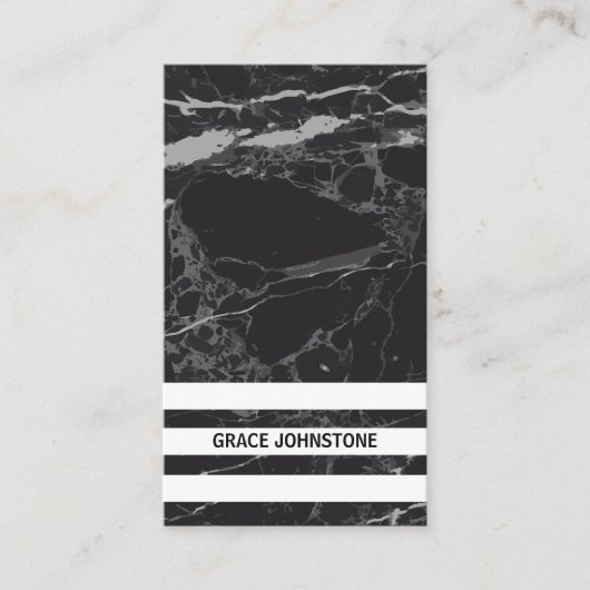 Zwarte marmer | Gestreepte bars Visitekaartje (Voorkant)