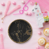 Zwarte marmer Glam Golden Birtday Party Papieren Bordje (Feest)