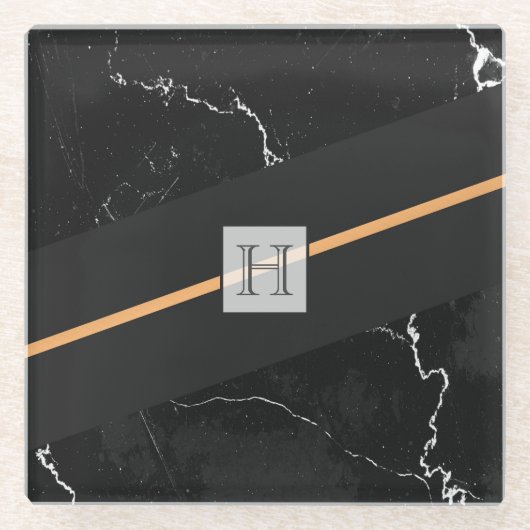 Zwarte marmer glazen onderzetter (Voorkant)