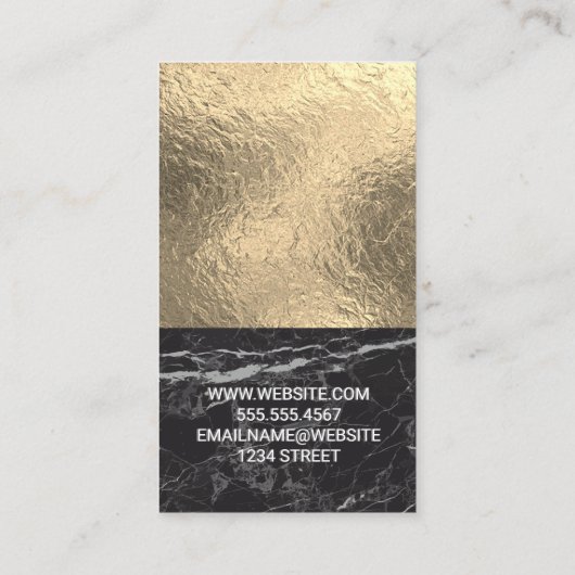 Zwarte marmer | Gold Foil Color Block Visitekaartje (Achterkant)