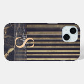 zwarte marmer goud glitters monogram Case-Mate iPhone case (Achterkant (horizontaal))