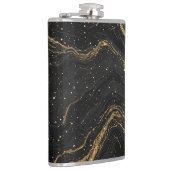 Zwarte Marmer Gouden Aderen Luxe Abstract Heupfles (Rechts)