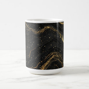 Zwarte Marmer Gouden Aderen Luxe Abstract Koffiemok