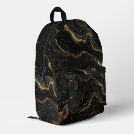 Zwarte Marmer Gouden Aders Luxe Abstract Bedrukte Rugzak