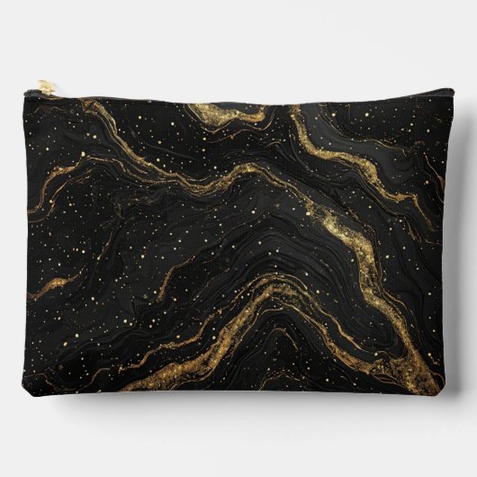 Zwarte Marmer Gouden Aders Luxe Abstract Etui (Voorkant)