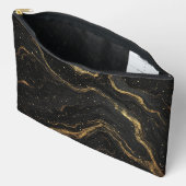 Zwarte Marmer Gouden Aders Luxe Abstract Etui (Open)