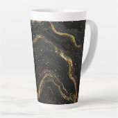 Zwarte Marmer Gouden Aders Luxe Abstract Latte Mok (Rechterhoek)