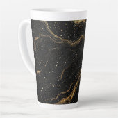 Zwarte Marmer Gouden Aders Luxe Abstract Latte Mok (Linkerhoek)