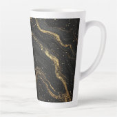 Zwarte Marmer Gouden Aders Luxe Abstract Latte Mok (Rechts)