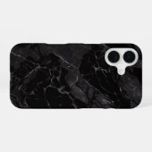 Zwarte marmer iPhone 16 hoesje (Achterkant horizontaal)