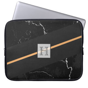 Zwarte marmer laptop sleeve