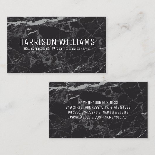 Zwarte Marmer | Leisteen Visitekaartje (Voorkant / Achterkant)