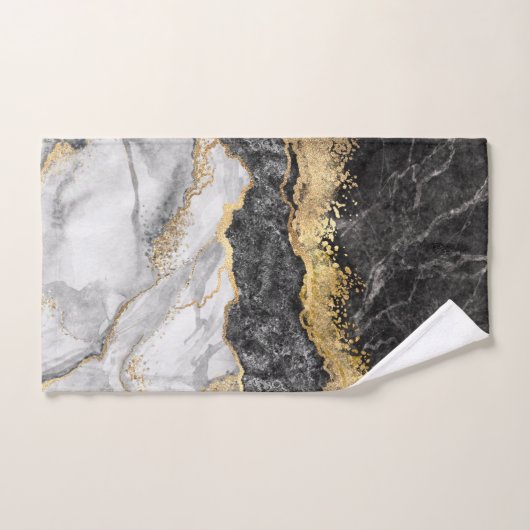 Zwarte marmer met Gold  Bad Handdoek (Handdoek)