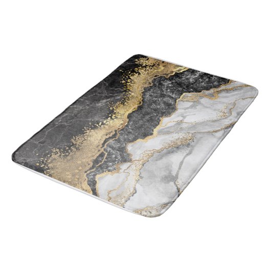 Zwarte marmer met Gold  Badmat (Gekanteld)