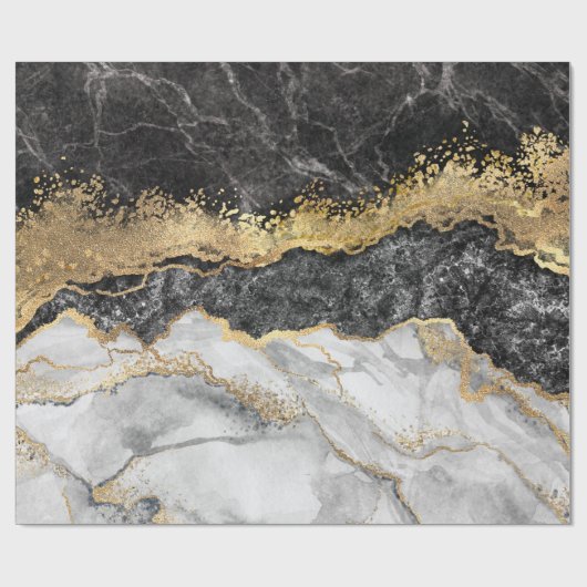 Zwarte marmer met Gold Cadeaupapier (Vlak)