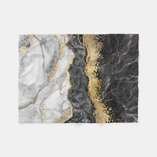Zwarte marmer met Gold  Fleece Deken (Voorkant (Horizontaal))
