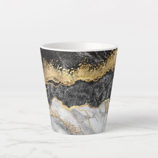 Zwarte marmer met Gold  Latte Mok (Voorkant)