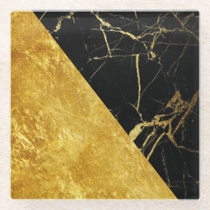 Zwarte marmer met Gold Leaf Glass Onderzetter