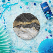 Zwarte marmer met Gold Papieren Bordje (Feest)