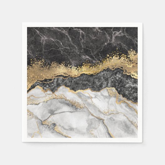 Zwarte marmer met Gold  Servet (Voorkant)