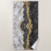 Zwarte marmer met Gold  Strandlaken (Voorkant)