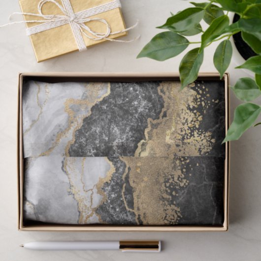 Zwarte marmer met Gold  Tissuepapier (Geschenk)