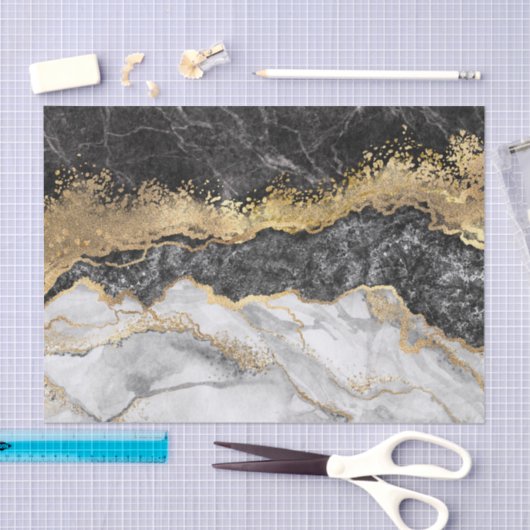 Zwarte marmer met Gold  Tissuepapier (Craft)