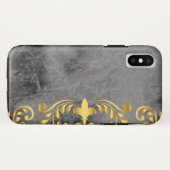 zwarte marmer met gouden bloempatroon Case-Mate iPhone case (Achterkant (horizontaal))