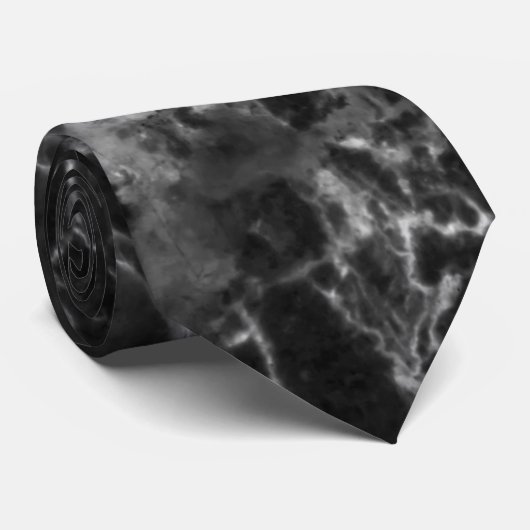 Zwarte marmer met grijze korrel stropdas (Opgerold)