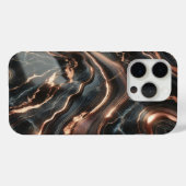 Zwarte marmer met roze gouden strepen Case-Mate iPhone case (Achterkant (horizontaal))