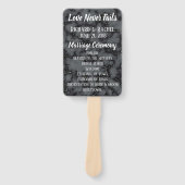 Zwarte marmer met White text Wedding Program Handwaaier (Voorkant)