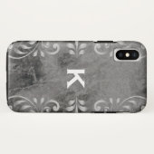 zwarte marmer met zilveren bloempatroon Case-Mate iPhone case (Achterkant (horizontaal))
