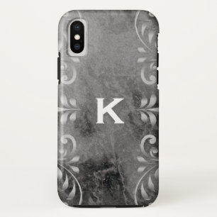 zwarte marmer met zilveren bloempatroon Case-Mate iPhone case