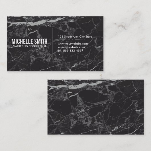 Zwarte marmer | Minimalistisch Visitekaartje (Voorkant / Achterkant)