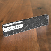 Zwarte Marmer Modern Aangepaste Naam Naambordje (Zijkant)