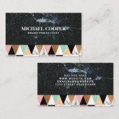 Zwarte marmer | Modern geometrisch patroon Visitekaartje (Voorkant / Achterkant)