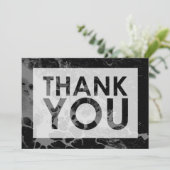 Zwarte marmer over grijs met Cutout Bedankkaart (Staand voorkant)