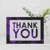 Zwarte marmer over paars met uitgesneden gedeelte bedankkaart (Staand voorkant)