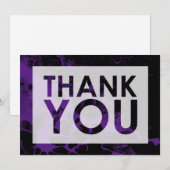 Zwarte marmer over paars met uitgesneden gedeelte bedankkaart (Voorkant / Achterkant)