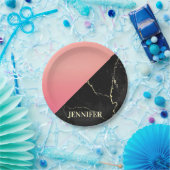 Zwarte marmer papieren bordje (Feest)