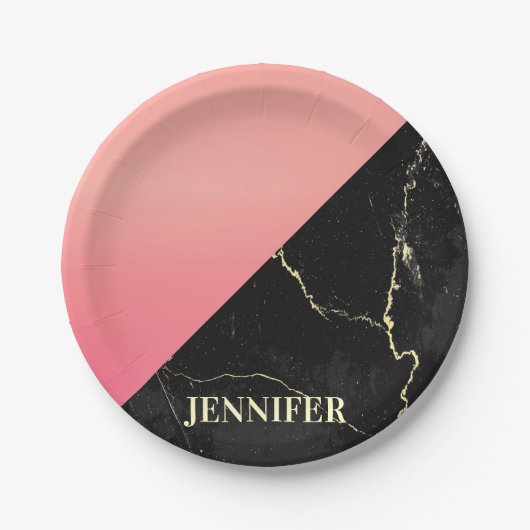 Zwarte marmer papieren bordje (Voorkant)