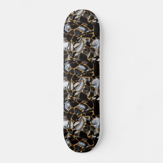 Zwarte marmer persoonlijk skateboard (Voorkant)