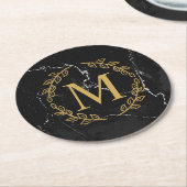 Zwarte marmer ronde kartonnen onderzetter (Gebogen)