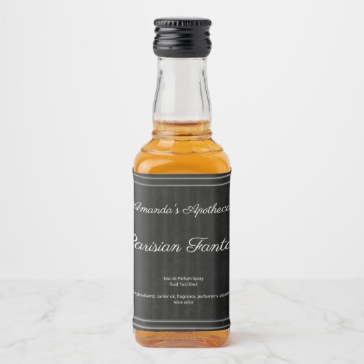 Zwarte marmer Silver Lijst Perfume Etiket op flesj (Voorkant)