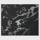 Zwarte marmer Silver Shiny Deep Gray Shadows Cadeaupapier (Vlak)