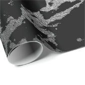 Zwarte marmer Silver Shiny Deep Gray Shadows Cadeaupapier (Rol Hoek)