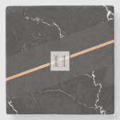 Zwarte marmer stenen onderzetter (Voorkant)