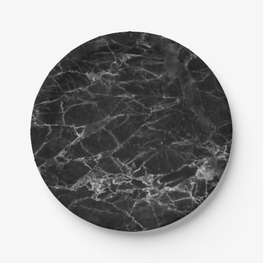 Zwarte marmer Stone Papieren Bordje (Voorkant)