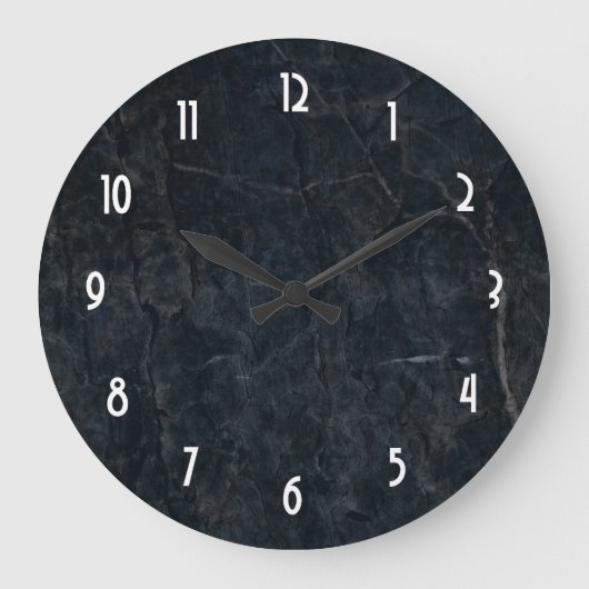 Zwarte marmer Stone Textuur Grote Klok (Voorkant)