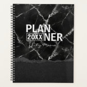 Zwarte marmer textuur gepersonaliseerd  planner (Voorkant)